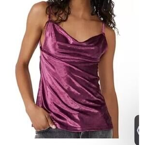 Free People All Night Velvet Tunic Top Purple Fig Jam Sleeveless Cami Size XS